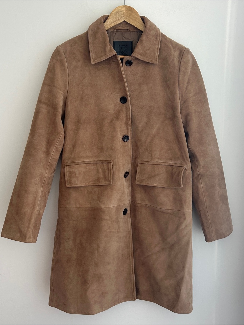 Women's Suede authentic leather Button-Front Coat